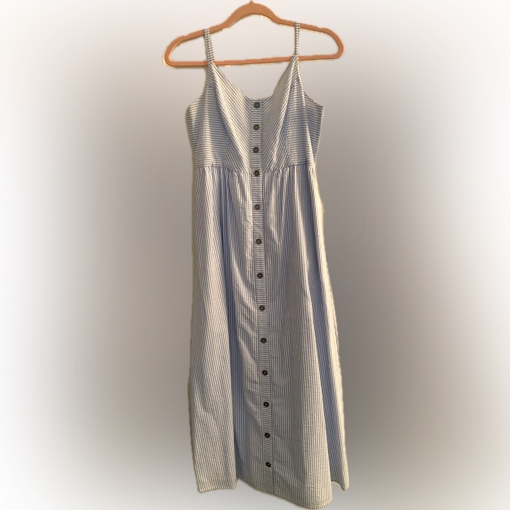 NWOT ModCloth A-line midi blue & white striped dress